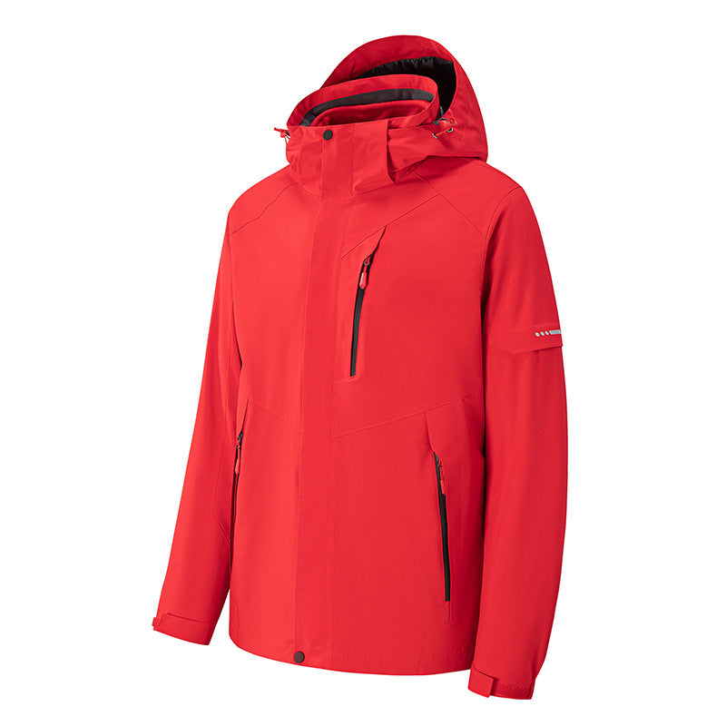 Herren wasserdichte dreilagige Softshell-Outdoorjacke mit verstellbarer Kapuze und verschweißten Reißverschlüssen Echo Archiv