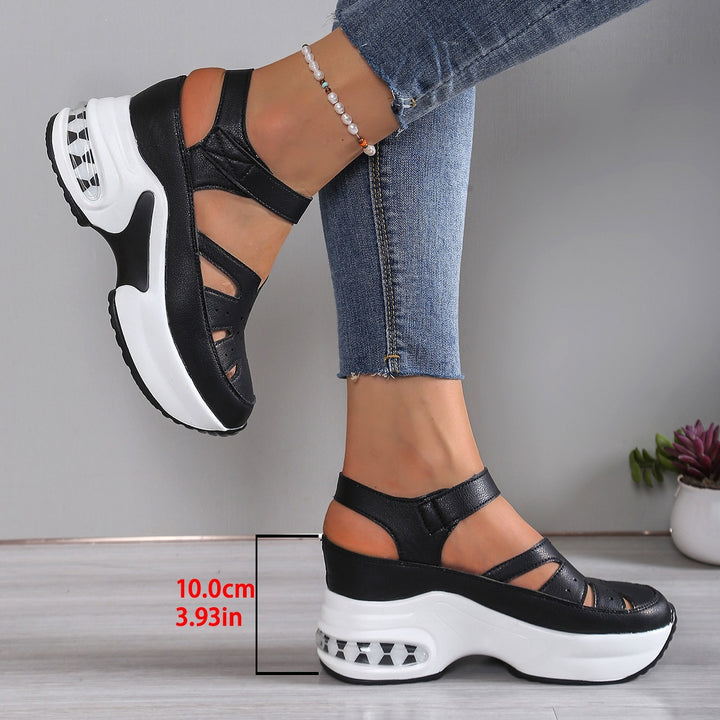 Damen Keil-Sandalen mit luftgepolsterter Sohle und Klettverschluss Echo Archiv