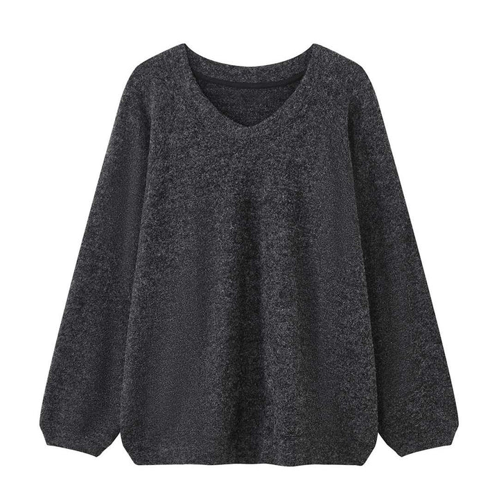 Damen V‑Ausschnitt Oversize‑Pullover in Mohair‑Optik mit weichem Feinstrick Echoarchiv