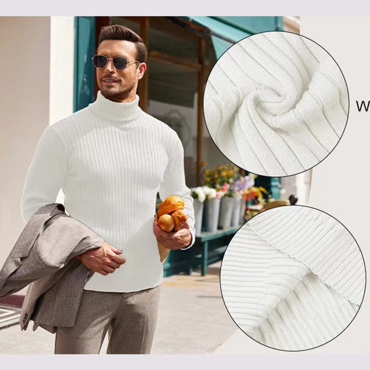 Herren nan gerippter Feinstrick-Rollkragenpullover Slim Fit Echo Archiv