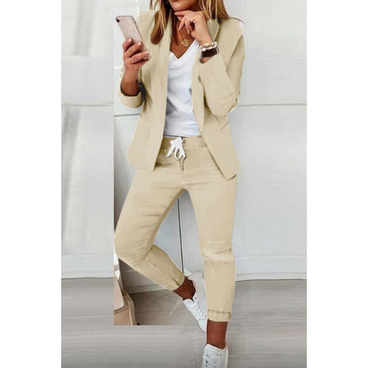 Damen Zweiteiliges Stretch-Jersey-Blazer-Set mit Kordelzug-Jogginghose Echo Archiv