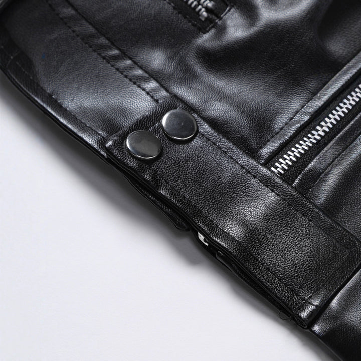 Herren Modische Bikerlederjacke mit asymmetrischem Reißverschluss und stilvollen Details Echoarchiv