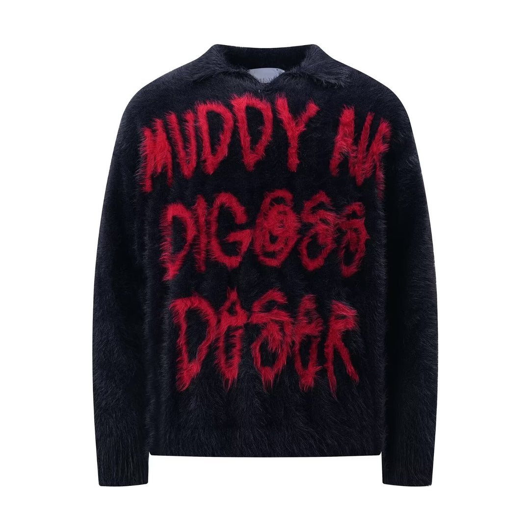Damen Modischer Pullover mit einzigartigem Schriftzug Echoarchiv