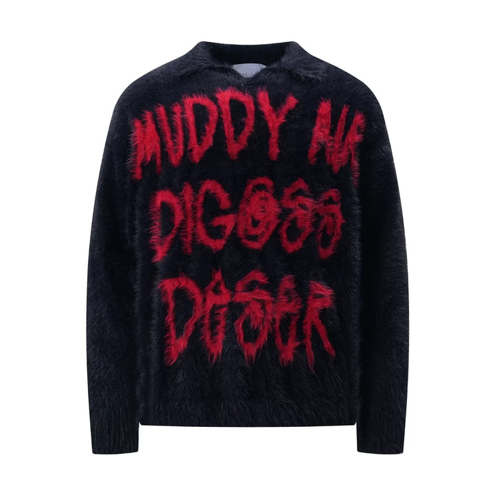 Damen Modischer Pullover mit einzigartigem Schriftzug Echoarchiv