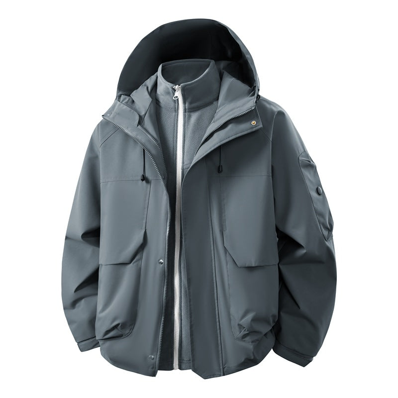 Unisex zweilagige Softshell-Parka mit herausnehmbarem Fleece-Innenlayer, Kapuze und Utility-Taschen Echo Archiv