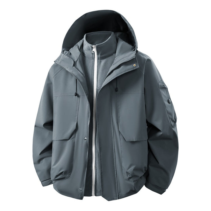 Unisex zweilagige Softshell-Parka mit herausnehmbarem Fleece-Innenlayer, Kapuze und Utility-Taschen Echo Archiv