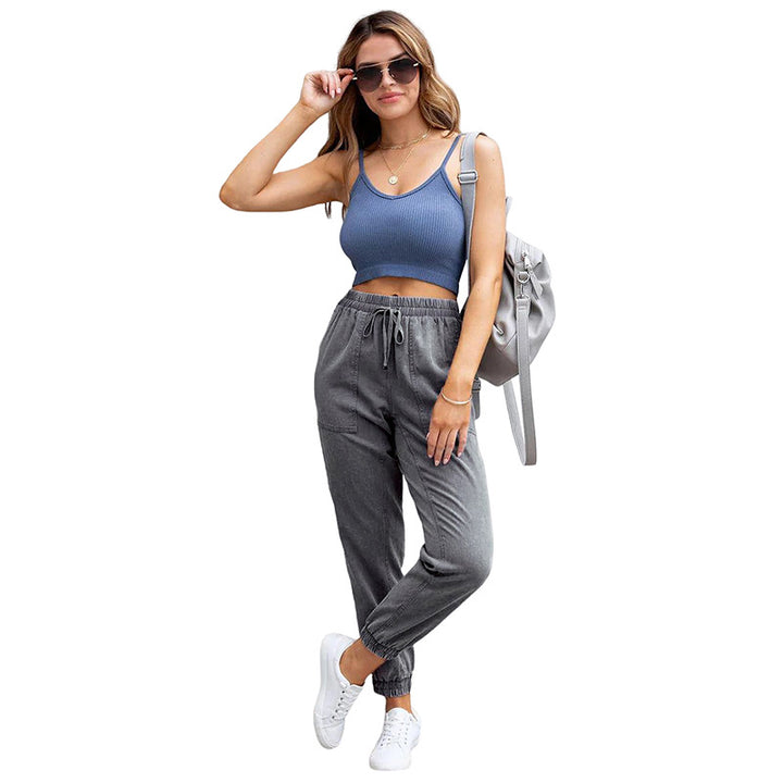 Damen Denim-Joggerhose mit Cargo-Taschen und elastischem Tunnelzugbund Echo Archiv