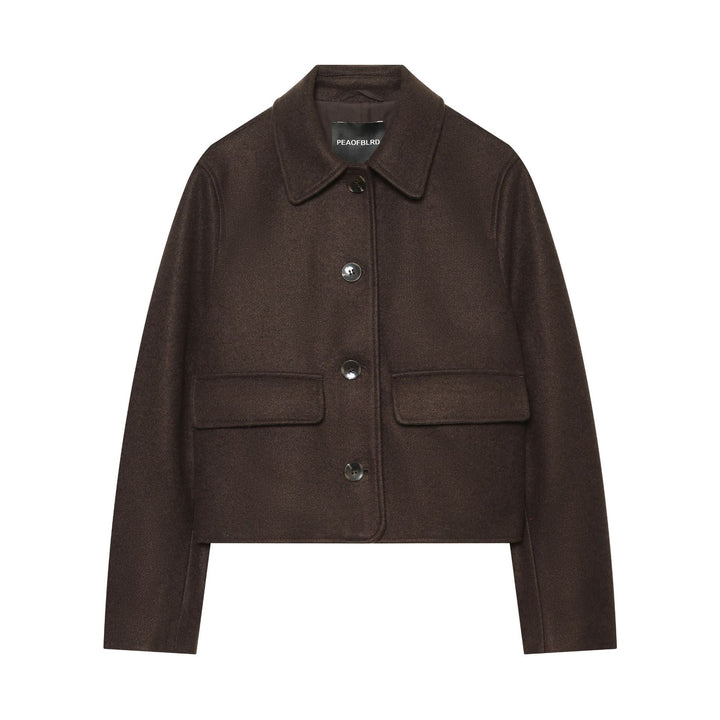 Damen Kurz geschnittene Wollmix‑Jacke im Boxy‑Cut mit Pattentaschen Echo Archiv