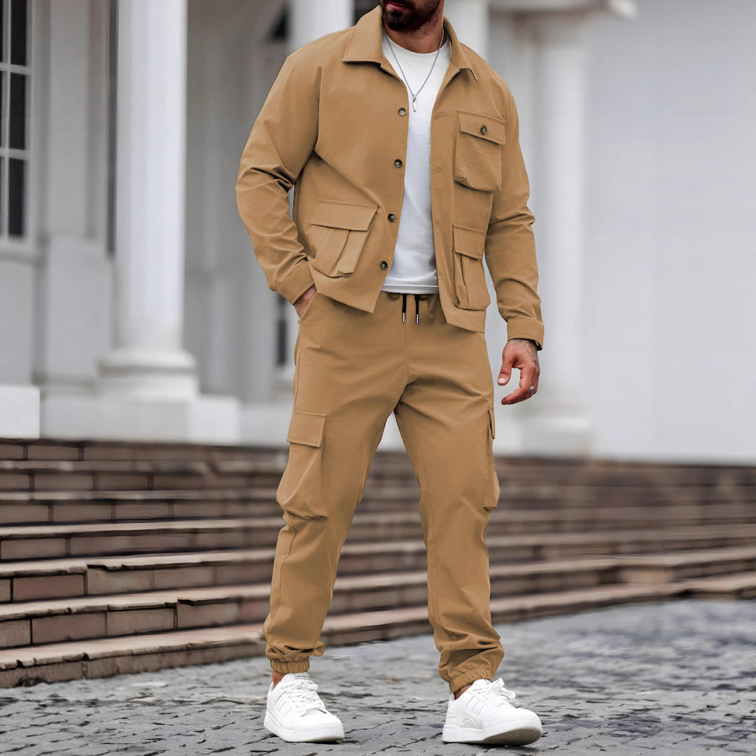 Herren lässiges Utility-Jacken und Cargo-Hosen Set Echoarchiv