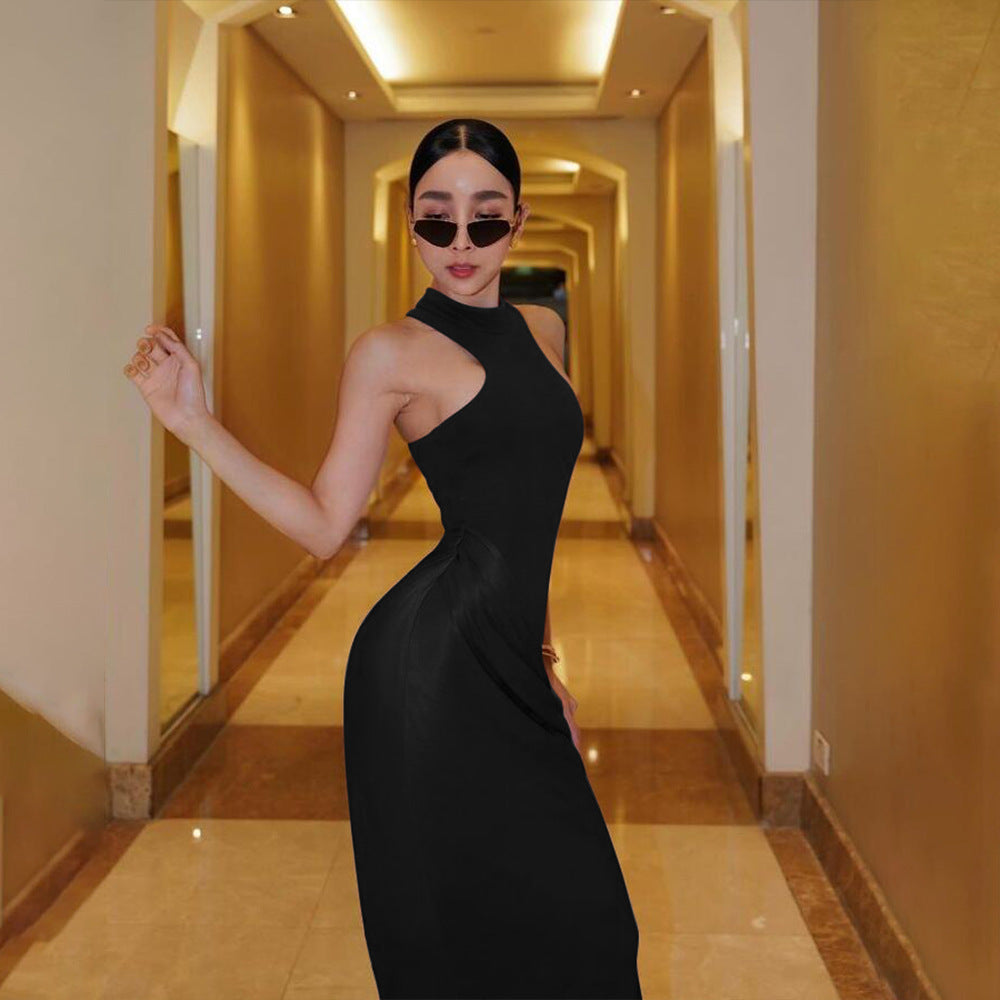 Damen Elegantes Wickelkleid mit hochgeschlossenem Design und seitlichem Schlitz Echo Archiv
