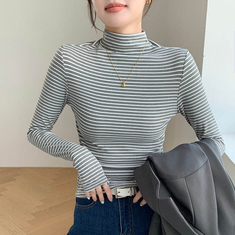 Damen Figurbetontes Langarmshirt mit Rollkragen Echo Archiv