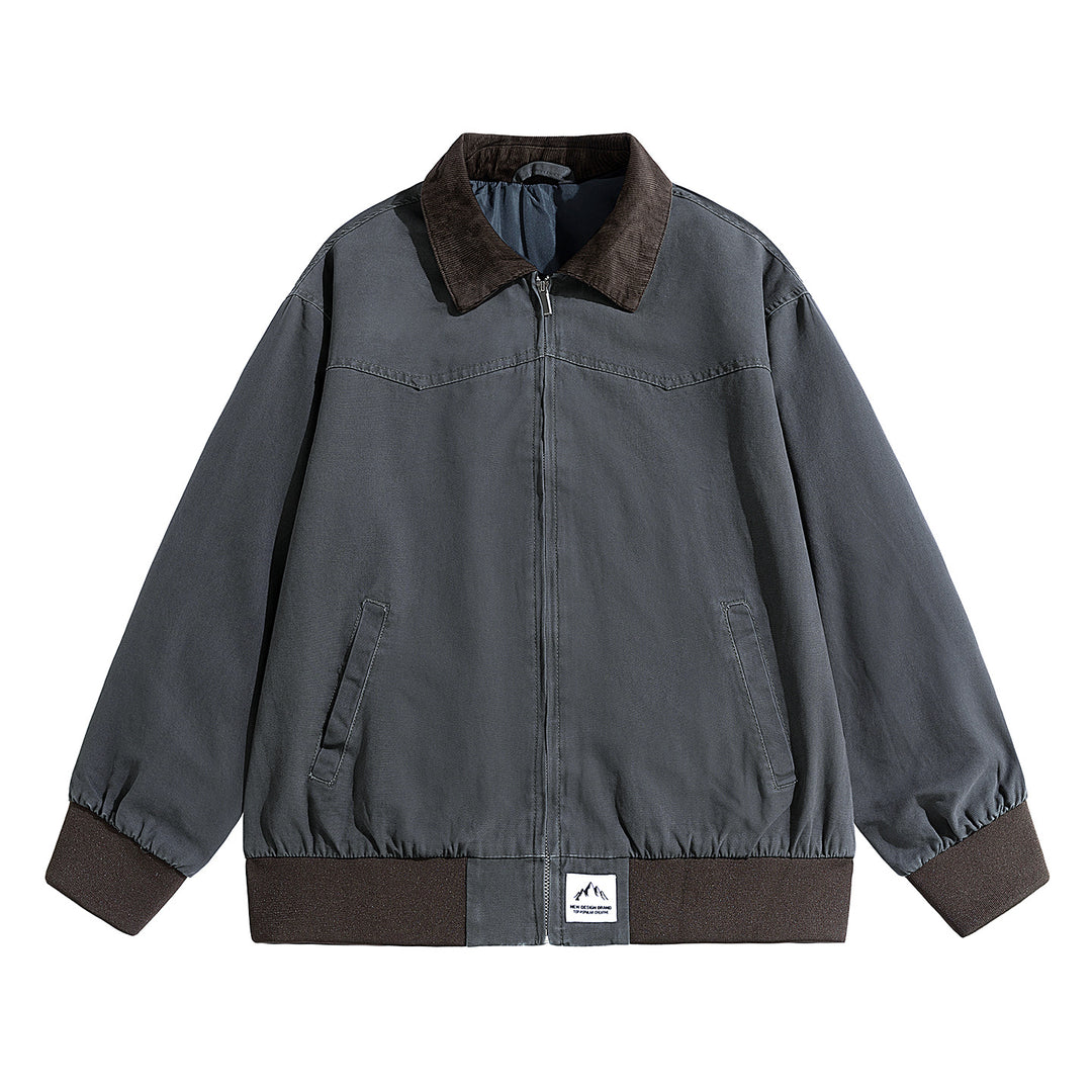 Herren Oversize-Field-Bomberjacke mit Cordkragen, elastischem Saum & verdecktem Reißverschluss Echoarchiv