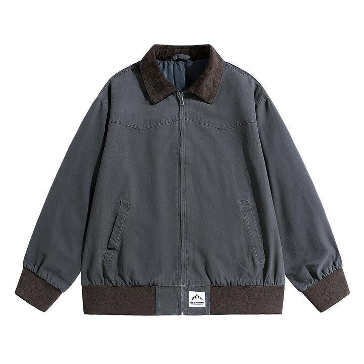 Herren Oversize-Field-Bomberjacke mit Cordkragen, elastischem Saum & verdecktem Reißverschluss Echoarchiv