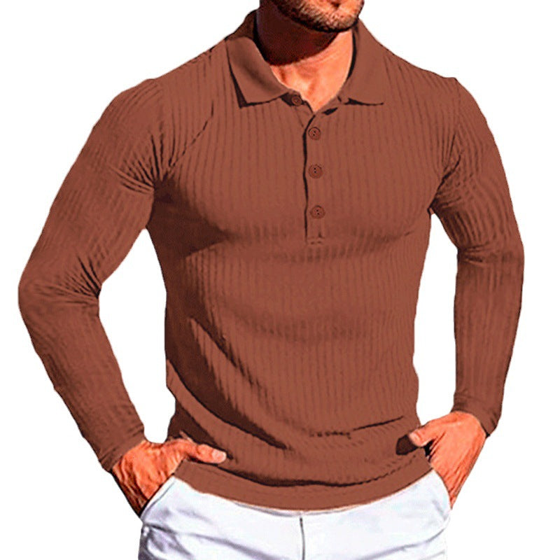 Herren elegantes langärmliges Poloshirt im strukturierten Design Echoarchiv
