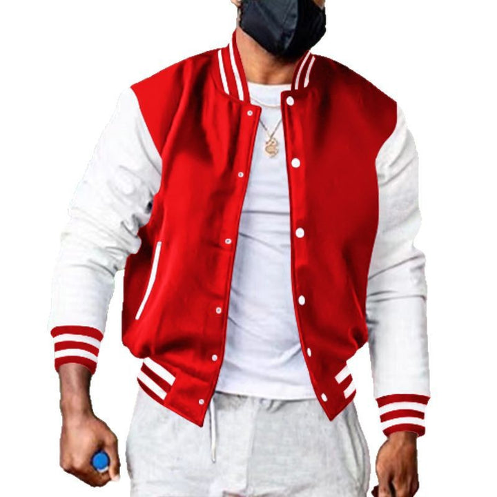 Herren nan varsity-Collegejacke im Retro-Bomberstil mit kontrastärmeln, gestreiften Rippbündchen und Druckknopfleiste Echo Archiv
