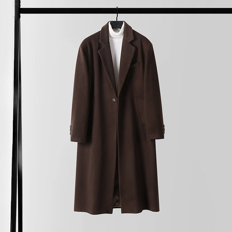 Herren Taillierter Wollmix-Longcoat mit Schalkragen und Ein-Knopf-Verschluss Echoarchiv