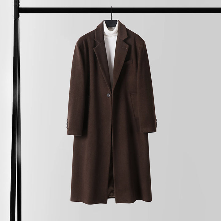 Herren Taillierter Wollmix-Longcoat mit Schalkragen und Ein-Knopf-Verschluss Echoarchiv