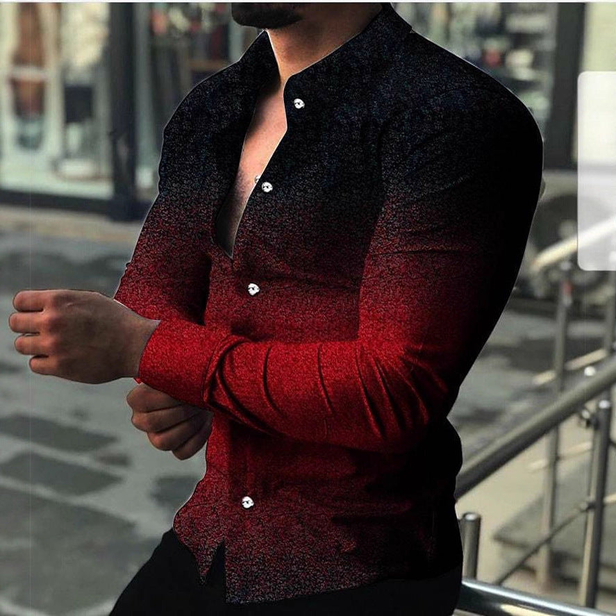 Herren Langarmhemd mit modernem Farbverlauf und edlen Knopfdetails Echoarchiv