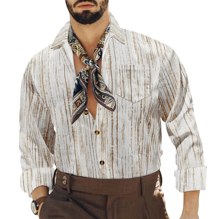 Herren elegantes gestreiftes Hemd mit modischem Kragen und Brusttasche Echoarchiv