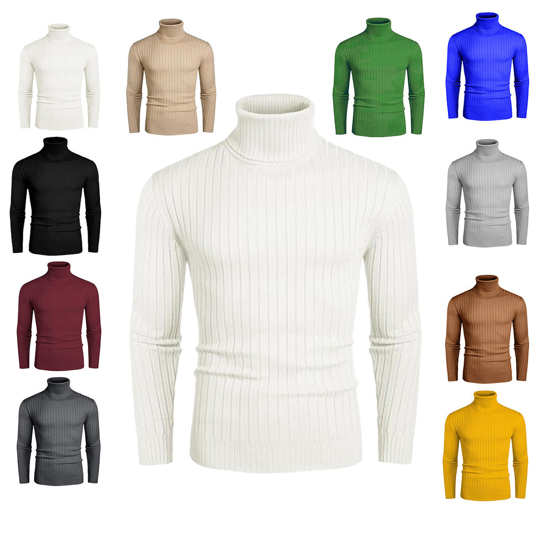 Herren eleganter Rollkragenpullover aus feinem Rippenstrick Echoarchiv