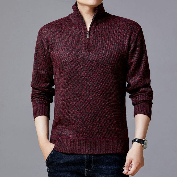 Herren Strickpullover mit modernem Stehkragen und strukturierter Oberfläche Echoarchiv