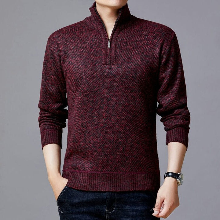 Herren Strickpullover mit modernem Stehkragen und strukturierter Oberfläche Echoarchiv