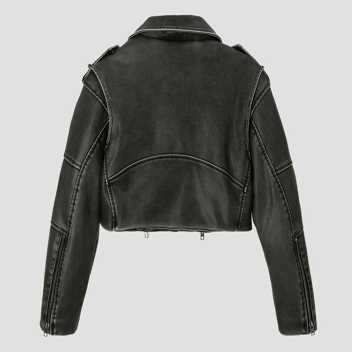Damen Modische Cropped Bikerjacke Echo Archiv