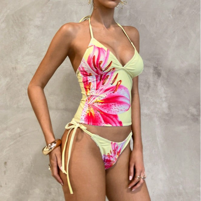 Damen Hochgeschnittener Tankini mit floralen Akzenten Echo Archiv