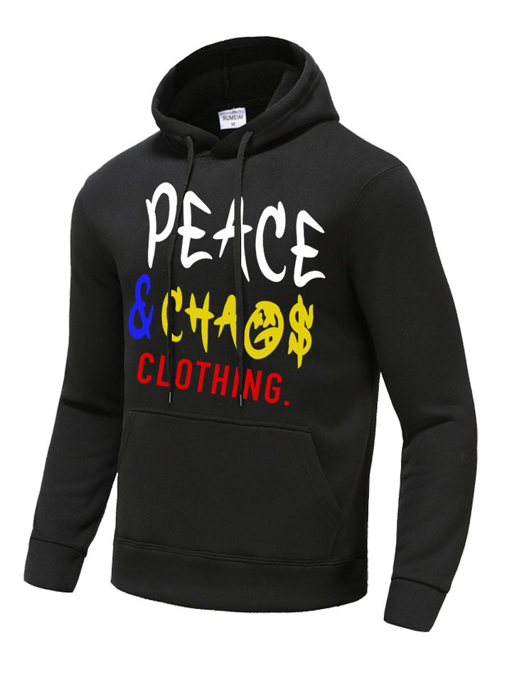 Herren Kapuzenpullover mit auffälligem Schriftzug und praktischen Taschen Echoarchiv