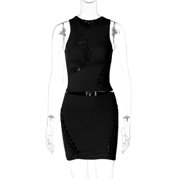 Damen Sportliches Crop-Top und Rock Set Echo Archiv