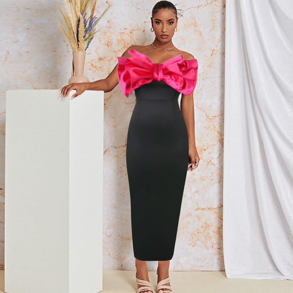 Damen Elegantes Maxikleid mit übergroßem Schleifen-Design Echo Archiv