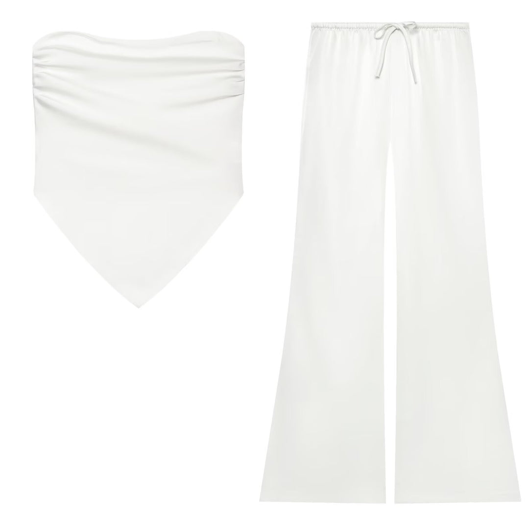 Damen Weite Satin-Hose mit elastischem Tunnelzugbund und Polka-Dot-Muster Echo Archiv