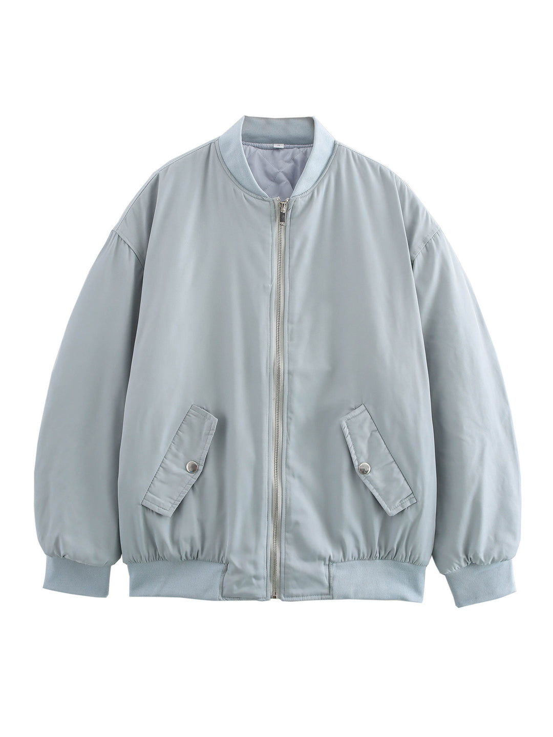 Damen oversized Bomberjacke mit Stehkragen, Reißverschluss und Druckknopf-Taschen – Avenza