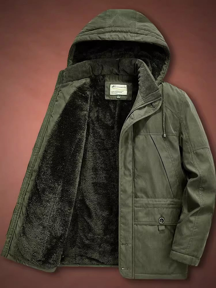 Herren Isolierter Langparka mit Teddyfutter, Kapuze und verdeckten Taschen – Montevé