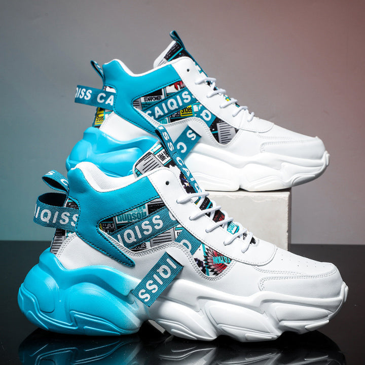 Herren futuristische High-Top Plateausneaker mit gemustertem Textil-Mix, gepolstertem Knöchelkragen und skulpturierter EVA-Sohle Echo Archiv