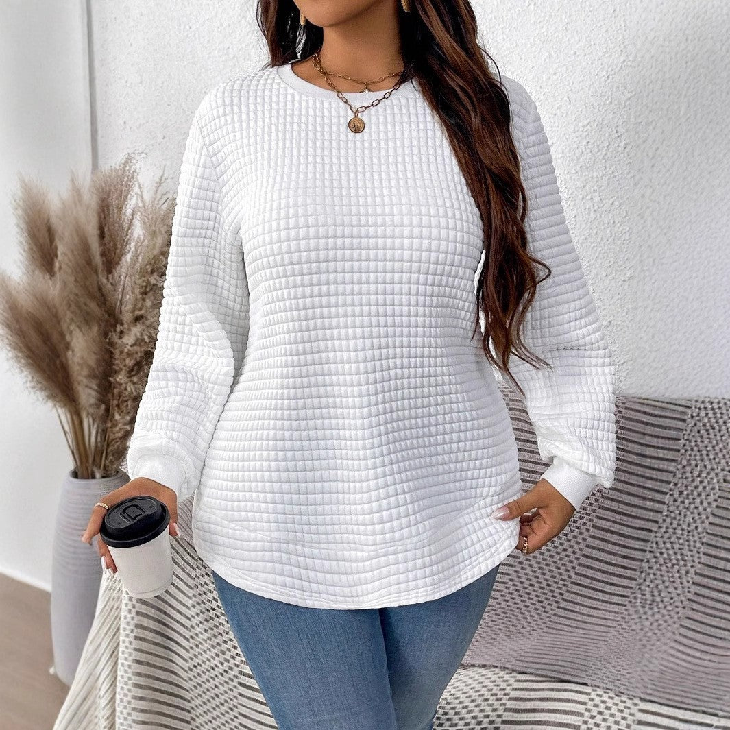 Damen nan Waffelstrick Longsleeve mit Rundhalsausschnitt, leicht A-Linien-Schnitt und gerippten Bündchen Echo Archiv
