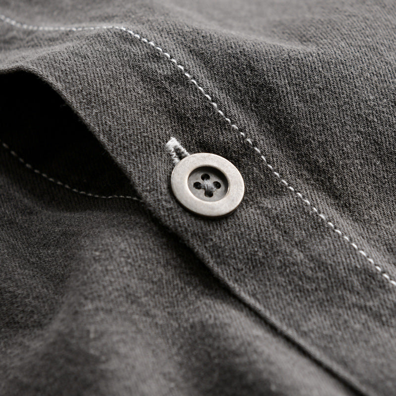Herren Gewaschenes Denim-Overshirt im Workwear-Look mit Kontrastnähten Echoarchiv