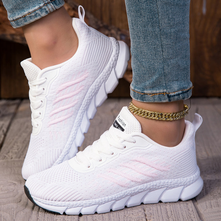 Damen nan gestrickter Schlupf-Sneaker mit elastischem Schaft, Zier-Schnürung und segmentierter Dämpfungssohle Echo Archiv