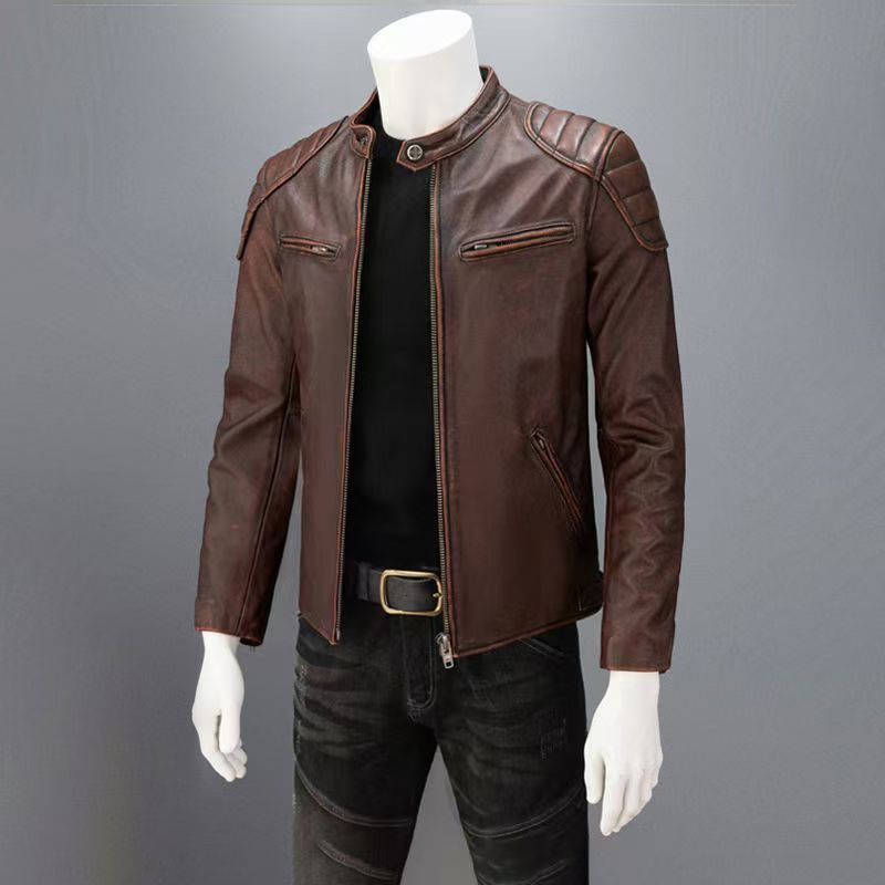 Herren Lederjacke im Fieldjacken-Schnitt mit aufgesetzten Brusttaschen Echoarchiv