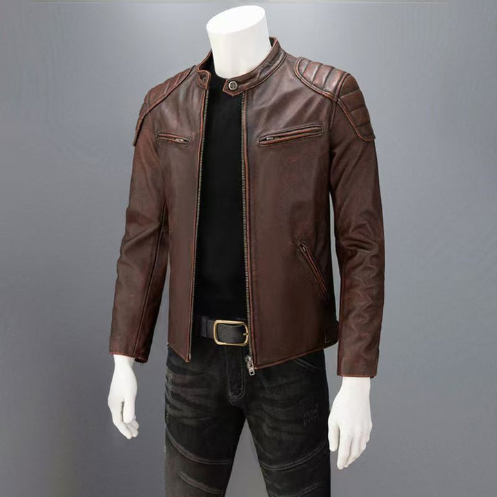 Herren Lederjacke im Fieldjacken-Schnitt mit aufgesetzten Brusttaschen Echoarchiv