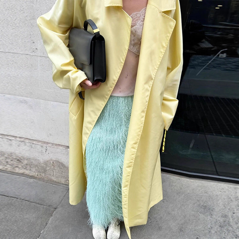 Damen Maxilanger Oversize-Mantel im Cocoon-Schnitt mit verdeckter Knopfleiste Echoarchiv