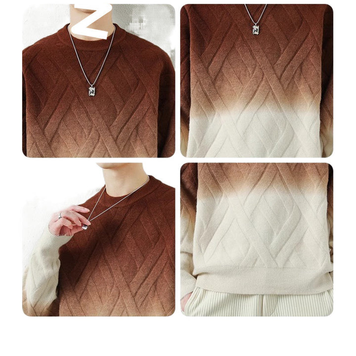 Herren Gemusterter Strickpullover mit modischem Farbverlauf Echoarchiv