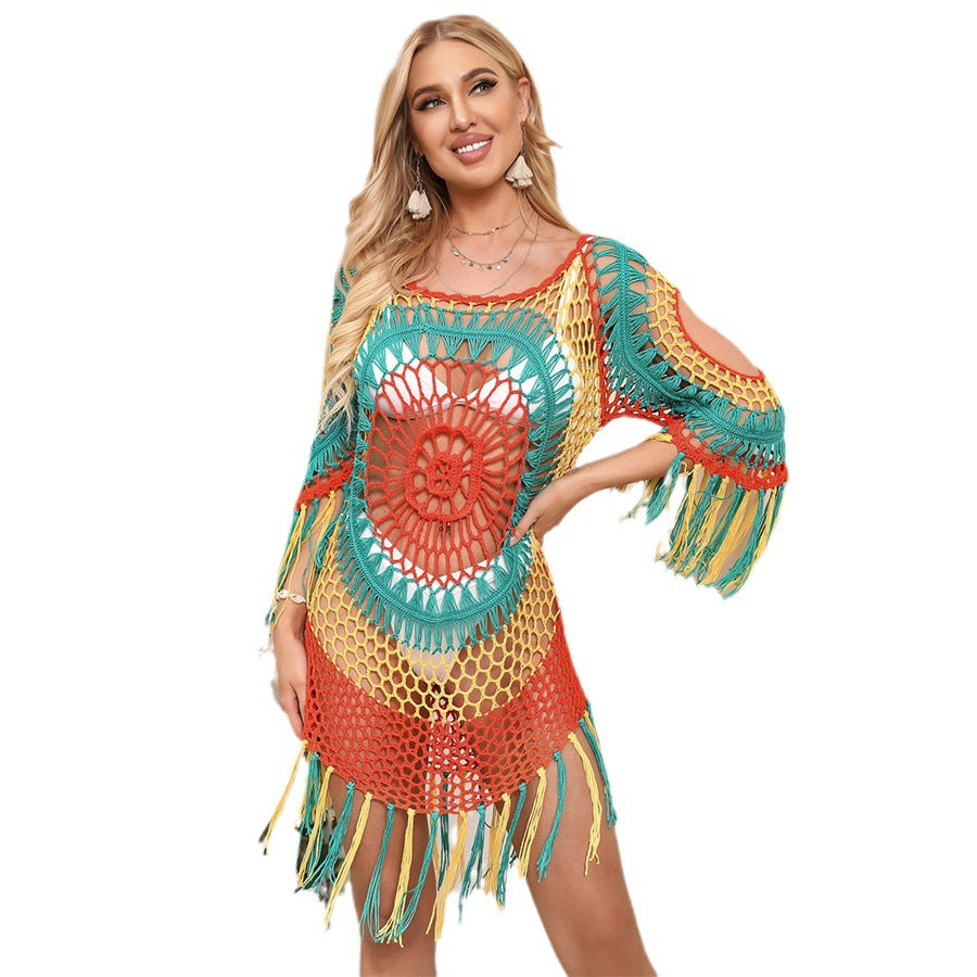 Damen Häkel-Strandkleid mit auffälligem Fransen-Design Echo Archiv