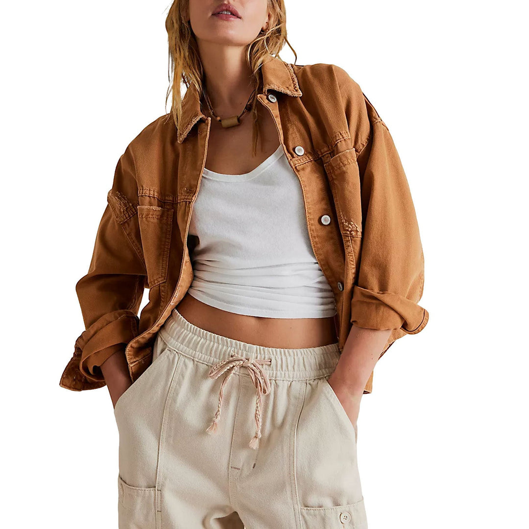 Damen lässige JEchoarchivnsjacke im Oversized-Stil mit dekorativen Fransen Echoarchiv
