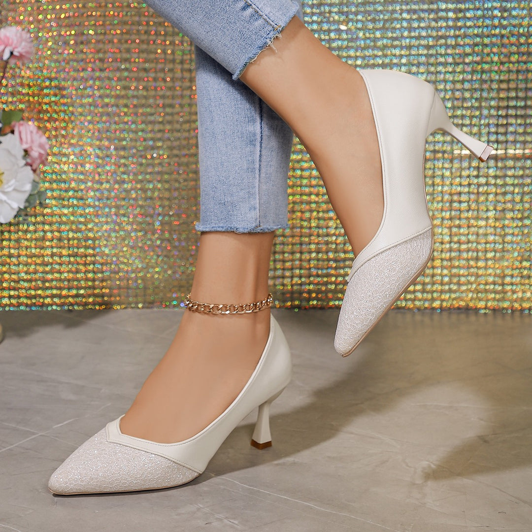 Damen nan spitze Pumps mit strukturierter Vorderkappe, geschwungener Pfennigabsatz und gepolstertem Komfortfußbett Echo Archiv
