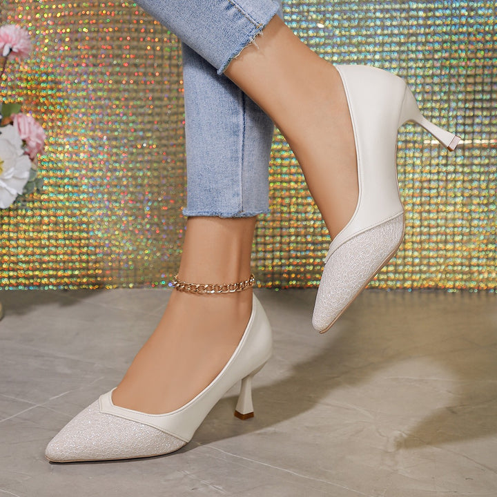 Damen nan spitze Pumps mit strukturierter Vorderkappe, geschwungener Pfennigabsatz und gepolstertem Komfortfußbett Echo Archiv