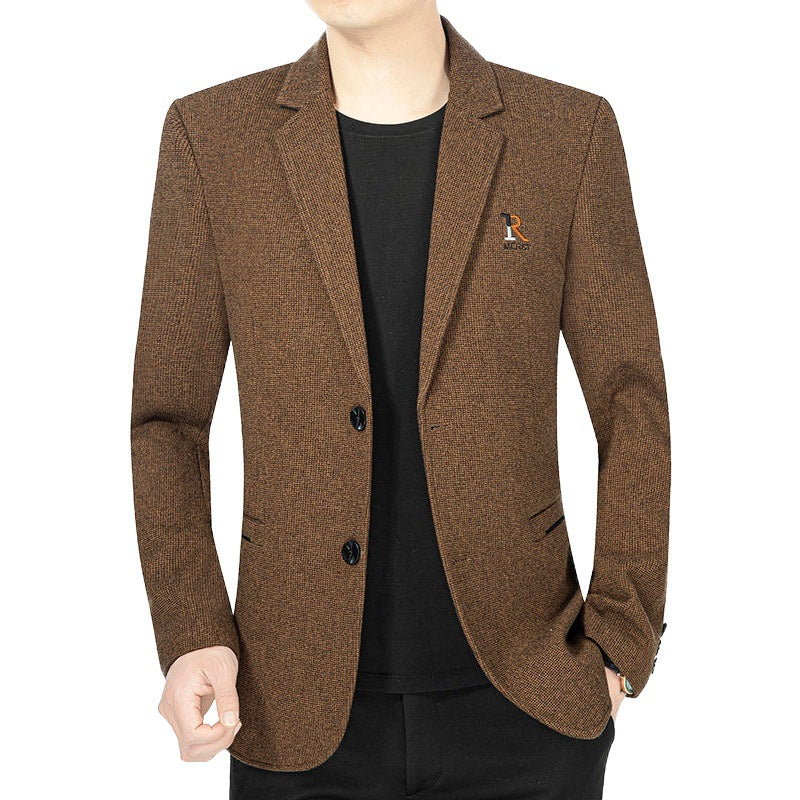 Herren Strukturierter Strickblazer mit Reverskragen und aufgesetzten Taschen – Tianoro