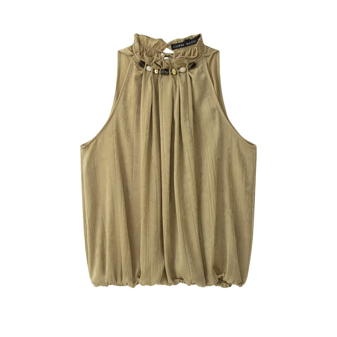 Damen Weite Crinkle-Hose mit Gummibund, Seitentaschen und Bindebündchen Echo Archiv
