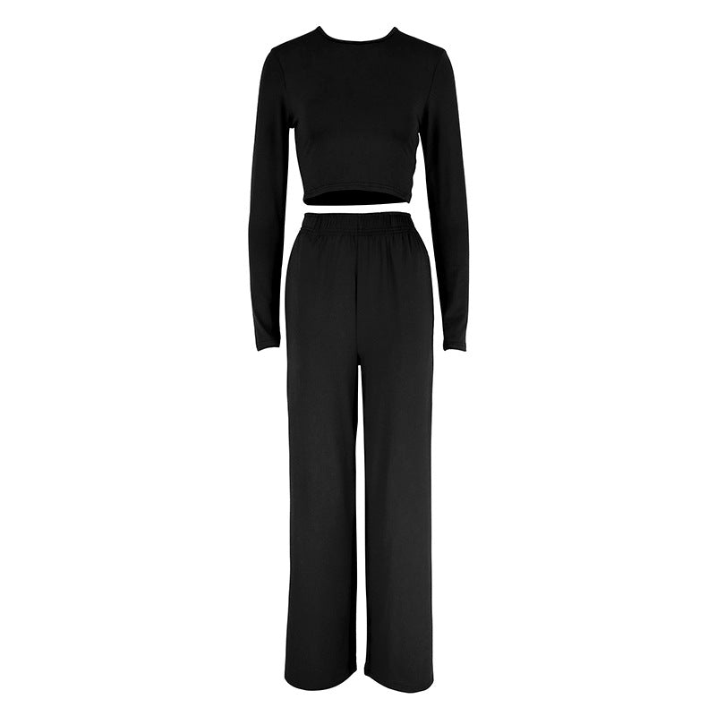 Damen Elegantes Zweiteiliges Set mit cropped Oberteil und weiten Hosen Echo Archiv