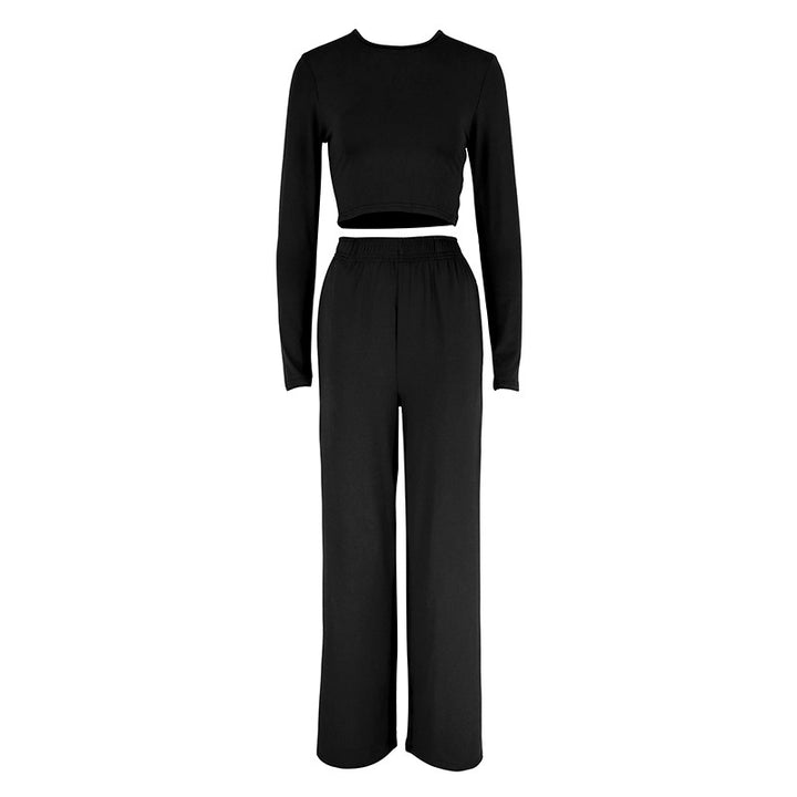 Damen Elegantes Zweiteiliges Set mit cropped Oberteil und weiten Hosen Echo Archiv